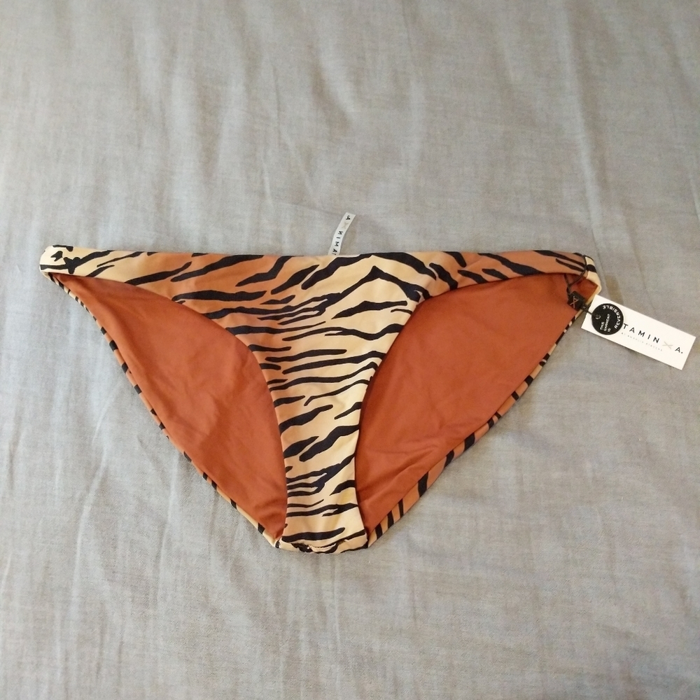 VITAMIN A Luciana Bottoms Animal Stripe Print Brown
